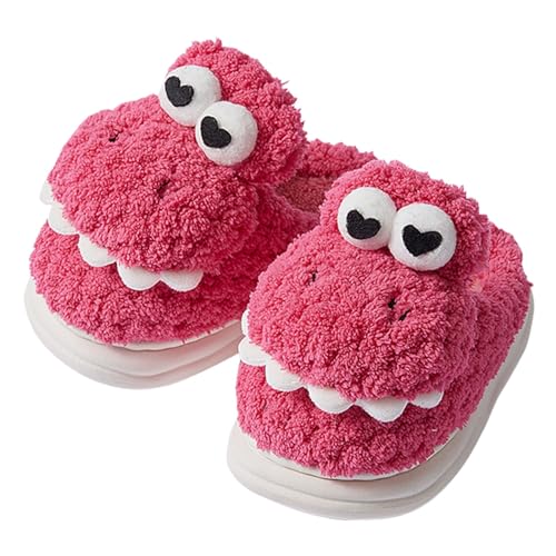 Dinosaurier Hausschuhe Mädchen Junge Weiche Haus Pantoffeln Anti Rutsch Kuschelige Kinderhausschuhe Süße Tierhausschuhe Warm Flauschig Winterschuhe (Red, 37.5 Big Kids) von Generic