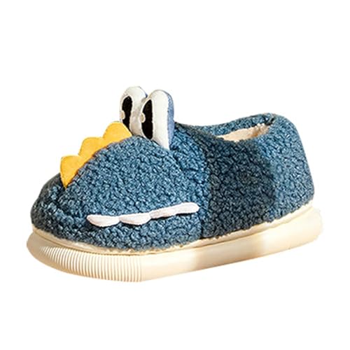 Dinosaurier Hausschuhe Mädchen Plüsch Tierhausschuhe Baby Anti Rutsch Pantoffeln Kuschelige Winter Warm Slipper Flauschig Weiche Kinderhausschuhe (Navy, 29 Little Child) von Generic