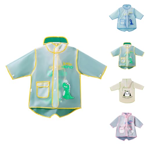 Dinosaurier Regenponcho Kinder Durchsichtig Regencape Baby Mädchen Junge Wasserdicht Regenjacke mit Knopfleiste Tierdruck Regenmantel Leichter Transparent Raincoat (Yellow, 1-2 Years) von Generic