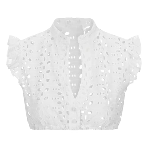 Dirndl Bluse Damen Dirndlbluse Flügelärmel Trachtenbluse Baumwolle Trachten Dirndlblusen Kurzarm Traditionelle Dirndl Hemd V-Ausschnitt Elegante Spitzenbluse Für Bayrische Oktoberfest Kostüm von Generic