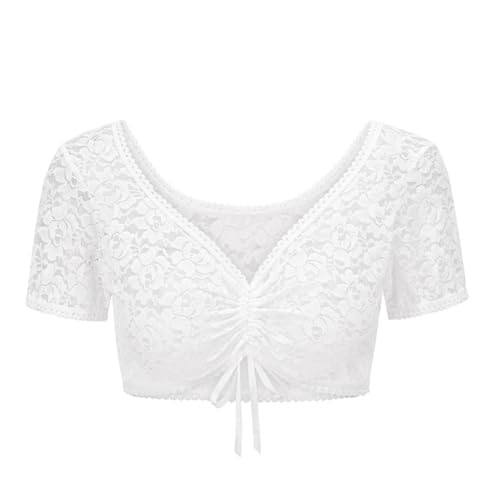 Dirndl Bluse Damen Kurzarm Baumwolle Trachten Trachtenbluse Spitze Weiß Flügelärmel Dirndl Dirndlbluse Hochgeschlossen Oktoberfest Kostüm Elegante Spitzenbluse Hollow Out Tracht Bluse (F9-White, XXL) Dirndl Bluse Damen Kurzarm Baumwolle Trachten Trachtenbluse Spitze Weiß Flügelärmel Dirndl Dirndlbluse Hochgeschlossen Oktoberfest Kostüm Elegante Spitzenbluse Hollow Out Tracht Bluse (F9-White, XXL) von Generic