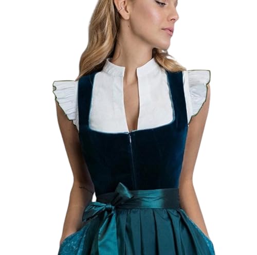 Dirndl Bluse Damen Trachten Trachtenbluse Flügelärmel Kurzarm Dirndlbluse Hochgeschlossen Oktoberfest Kostüm Elegante Spitzenbluse Spitze Dirndlblusen Hollow Out Trachtenmi Tracht Bluse von Generic