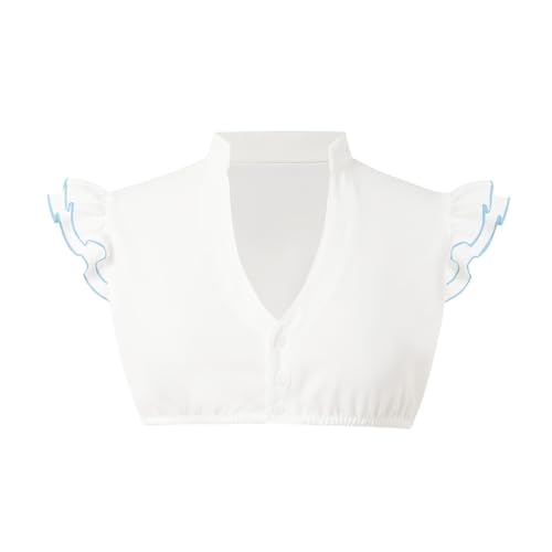 Dirndl Bluse Damen Trachten Trachtenbluse Flügelärmel Kurzarm Dirndlbluse Hochgeschlossen Oktoberfest Kostüm Elegante Spitzenbluse Spitze Dirndlblusen Hollow Out Trachtenmi Tracht Bluse von Generic