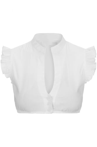 Dirndl Bluse Damen Weiß Dirndlbluse Kurzarm DirndlBlusen Flügelärmel V Ausschnitt Hemd Bayerisches Bierfest Trachtenbluse (Weiß,S) von Generic