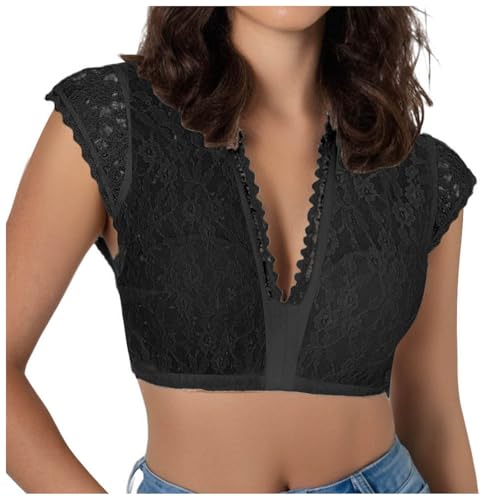 Dirndl Bluse Damen Weiß Trachten Dirndlbluse Weiß Flügelärmel Dirndl Dirndlbluse Halbarm Dirndlblusen Elegante Spitzenbluse Spitze Spitze Schulterfrei Schwarze Bluse von Generic