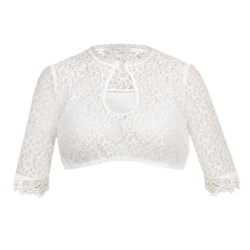 Dirndl Bluse Damen Weiß Trachten Dirndlbluse Weiß Hochgeschlossen Kurzarm Halbarm Dirndlblusen Trachtenbluse Stehkragen Hollow Out Trachtenmi Tracht Bluse von Generic