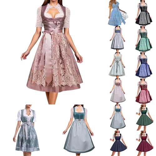 Dirndl Body Damen Trachtenkleid Trachtenkleider Modern Oktoberfest Bluse Schürze Dirndlkleid Elegant Kurz Kleid Trachten Mädchen Cosplay Röcke Dirndlbluse S - XXL von Generic