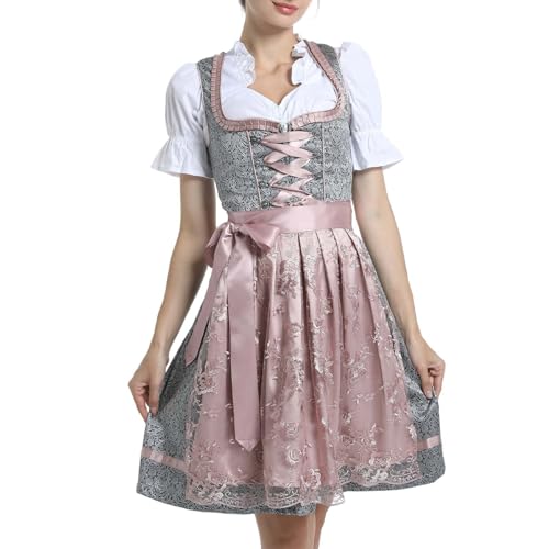 Dirndl Body Damen Trachtenkleid Trachtenkleider Modern Oktoberfest Bluse Schürze Dirndlkleid Elegant Kurz Kleid Trachten Mädchen Cosplay Röcke Dirndlbluse S - XXL von Generic