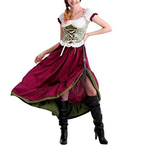 Dirndl Damen 3 Teilig Trachtenkleid mit Trachtenhut Dirndlkleid Lang Trachten Kleid Dirndlbluse Trachtenmode Dirndelkleider Dirndl & Dirndl-Sets für Frauen Mädchen Oktoberfest Outfit von Generic