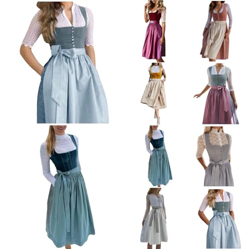 Dirndl Damen Dirndelkleider Günstig Oktoberfest Damen Outfit Dirndl-Komplettsets Midi Dirndl Lang Grosse Grössen Dirndlbluse Oktoberfest-Kostüm von Generic