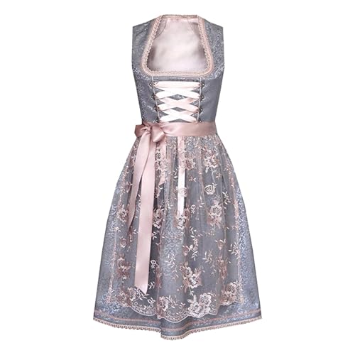 Dirndl Damen Midi Dirndlkleid Trachtenkleid Damen Trachtenmode Trachtenrock Kleid inkl. Spitzenschürze Midi Kleid in Grün Elegante Trachtenkleid für Oktoberfest Besondere Anlässe von Generic
