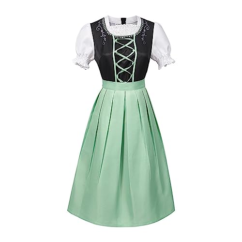 Dirndl Damen Midi - Trachtenkleid Hochgeschlossen Dirndlkleid Schwarz Trachten Kleid Grün Schürze Dirndel Trachtenmode Dirndelkleider Dirndl & Dirndl-Sets für Frauen Mädchen Oktoberfest von Generic