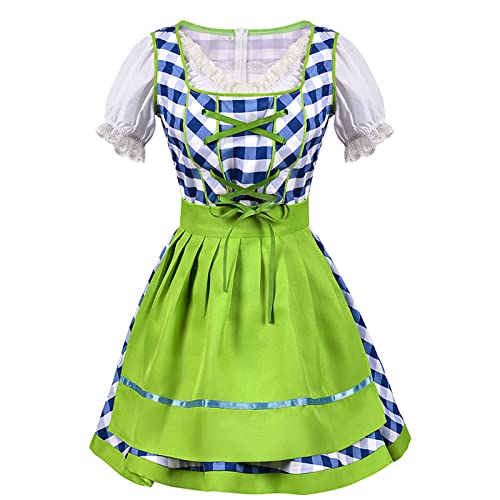 Dirndl Damen Midi - Trachtenkleid Kariert Dirndlkleid Trachten Kleid + Dirndlbluse Trachtenmode Dirndel Dirndelkleider Dirndl & Dirndl-Sets für Frauen Mädchen Oktoberfest Outfit von Generic