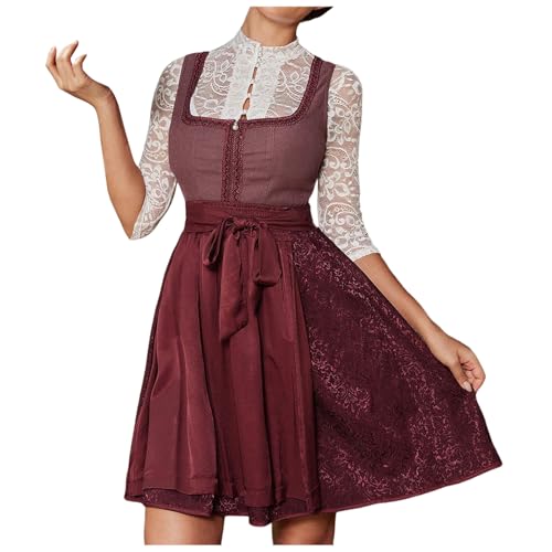Dirndl Damen Midi Trachtenkleid Schlicht Outfit Trachtenmode Vintage Set Kostüm Inkl Dirndlschürze Trachtenkleid Dirndl-Komplettsets Dirndl Midi Trachtenkleid Trachtenmode Dirndlkleid Oktoberfest von Generic