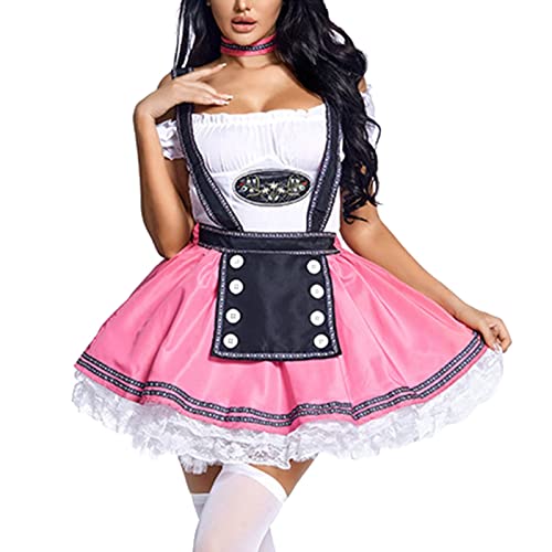 Dirndl Damen Midi Trachtenkleid Trachtenmode Elegant Dirndlkleid Trachtenrock Kleid für Oktoberfest Besondere Anlässe Oktoberfest Damen Outfit Kostüm Cosplay Sexy Off Shoulder von Generic