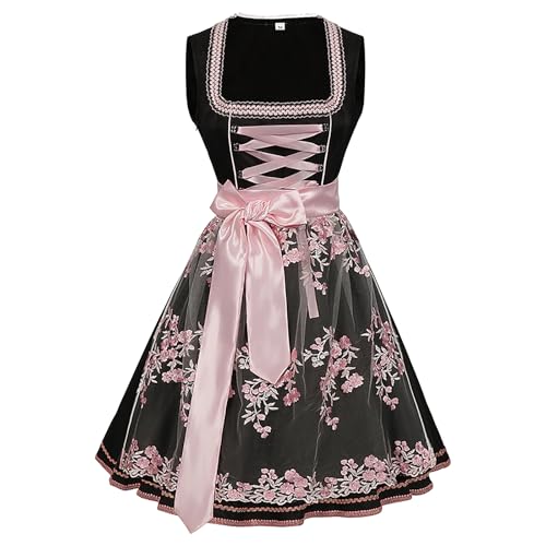 Dirndl Damen Midi Trachtenkleid Trachtenmode Trachtenrock Kleid für Oktoberfest Besondere Anlässe Elegant Dirndl Schürze Komplettsets mit Spitze Dirndlkleid Große Größen (XL) von Generic