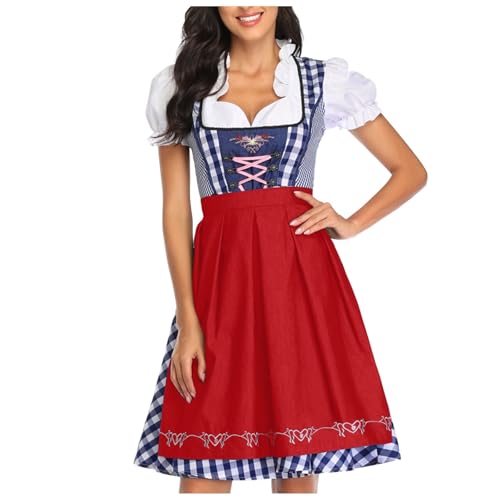 Dirndl Damen Midi Trachtenkleid Trachtenrock Trachtenmode Kleid Dirndlbluse für Trachten Oktoberfest Besondere Anlässe Outfit Kleidung Kostüm Kleid von Generic
