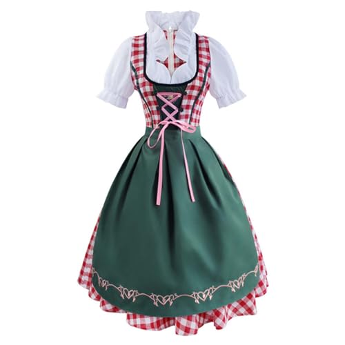Dirndl Damen Midi Trachtenrock Trachtenkleid Tracht Lang Dirndlkleid Rot Grosse Grössen Oktoberfest Outfit Trachtenkleider Blau Dirndlkleider Schwarz Trachten Rock Elegant Bayerisches Trachtenmode von Generic