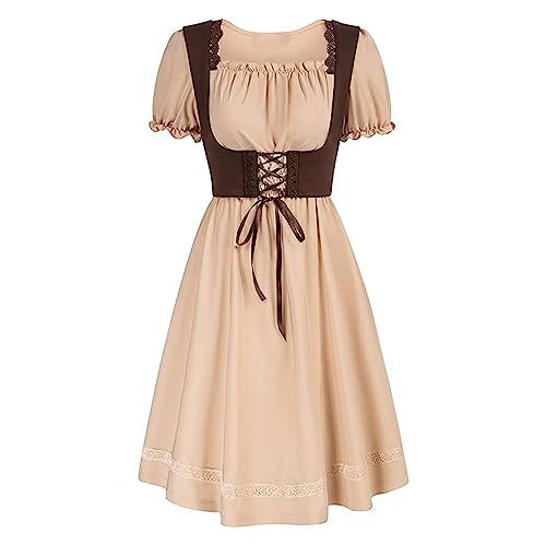 Dirndl Damen Midi mit Bluse Trachtenkleid Damen Modern Lang Dirndlkleid Damen Elegant Lang Trachtenmode Damen Oktoberfest Damen Outfit Sexy von Generic