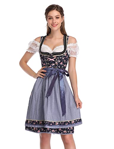 Dirndl Damen midi 3tlg.Trachtenkleid für Oktoberfest,Karneval,DREI Teilig: Kleid, Bluse, Schürze（Verpackung MEHRWEG） von Generic