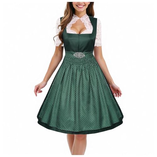 Dirndl Damen midi Lang Dirndl Trachtenkleid Trachtenrock Dirnd l-Komplettsets Trachtenmode Trachten Dirn dl Schürze Dirndlbluse Oktoberfest Dresses Dirndlkleid Dirnd l Midi Trachtenkleid Trachtenmode von Generic