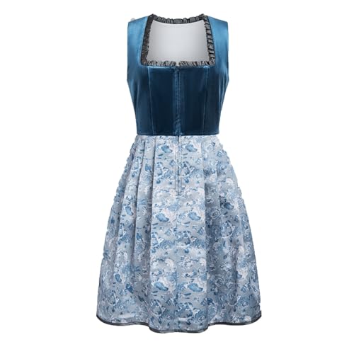 Dirndl Damen midi Lang Dirndl Trachtenkleid Trachtenrock Dirndl-Komplettsets Trachtenmode Trachten Damen mit 3 Teilig Dirndl Schürze Dirndlbluse Oktoberfest Dresses Dirndlkleid Blau Rot Grün von Generic