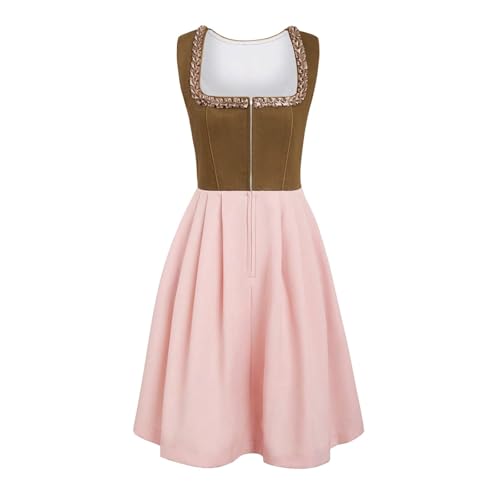 Dirndl Damen midi Lang Dirndl Trachtenkleid Trachtenrock Dirndl-Komplettsets Trachtenmode Trachten Damen mit 3 Teilig Dirndl Schürze Dirndlbluse Oktoberfest Dresses Dirndlkleid Blau Rot Grün von Generic