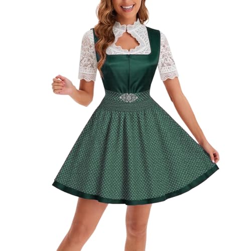 Dirndl Damen midi Trachtenkleid Damen Trachtenrock Trachtenmode Kleid Dirndlbluse für Oktoberfest Rosa von Generic