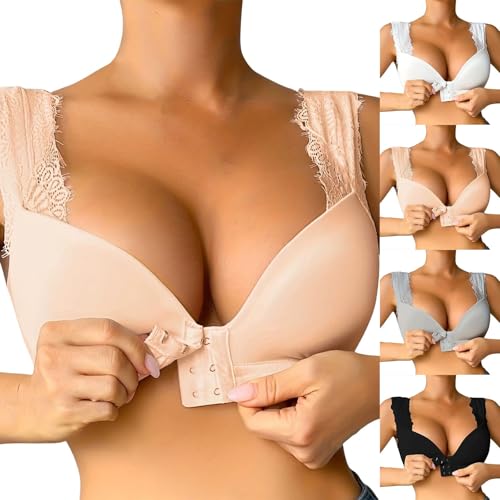 Dirndl Push-Up/Büstenhebe Beige & Schwarz Damen Dirndl BH Halbschale mit Gepolsterte Breite Trägern Weich Angenehm Gute Unterstützung BH von Generic