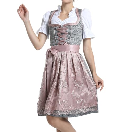 Dirndl Schlicht - Midi Trachtenkleid Mini Trachtenkleid Dirndlkleid Kurz Mit Bluse Modern Oktoberfest Kostüm Kleidung Dirndlbluse von Generic