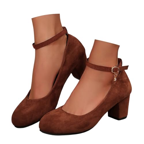 Dirndl Schuhe Damen Trachten Pumps - Trachtenschuhe mit Absatz Chunky Tanzschuhe Brautschuhe Blockabsatz Ballerinas Elegant Schuhe Zum Dirndl Absatzschuhe Spangenpumps von Generic