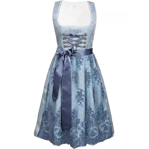 Dirndl für Damen Grosse Grössen, Trachtenkleid Elegant Dirndlkleid Inkl. Spitzenschürze 2 Teilig Classic Tracht Kleid Modern Trachtenkleider Raffinierte für Oktoberfest von Generic