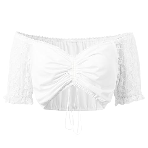 Dirndlbluse Damen Spitze Baumwolle Trachten Trachtenbluse Flügelärmel Dirndl Dirndlbluse Halbarm Dirndlblusen Elegante Spitzenbluse Spitze Trachten Oberteil Für Oktoberfest von Generic