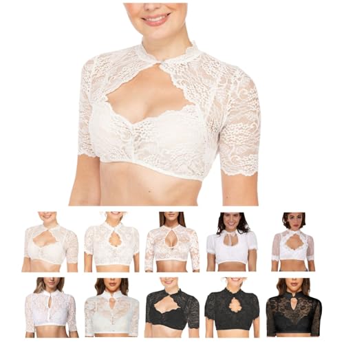 Dirndlbluse Damen Spitze Dirndl Bluse Elegant Brustausschnitt Kurzarm Spitzenbluse Sexy Trachtenbluse mit Spitzen Brust Knopfleiste Tracht Blusen Oktoberfest Kostüm 01 Weiß XS Dirndlbluse Damen Spitze Dirndl Bluse Elegant Brustausschnitt Kurzarm Spitzenbluse Sexy Trachtenbluse mit Spitzen Brust Knopfleiste Tracht Blusen Oktoberfest Kostüm 01 Weiß XS von Generic