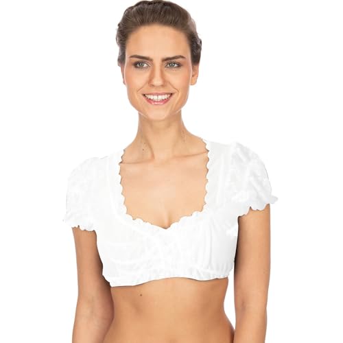Dirndlbluse Damen Spitze Trachtenbluse Weiß Dirndlbluse Hochgeschlossen Oktoberfest Kostüm Dirndlblusen V Ausschnitt Elegante Spitzenbluse Spitze Für Bayrische Tracht Oktoberfest von Generic