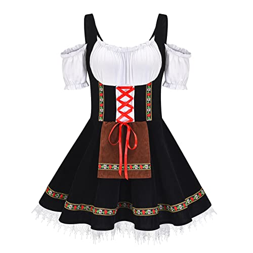 Dirndlschürzen - Dirndlkleid Pailletten Verziehrung Dienstmädchen Uniform Anzug Größen Damen Dirndl Kleid Dirndl Kurz Damen Midi Festlich Trachtenmode von Generic