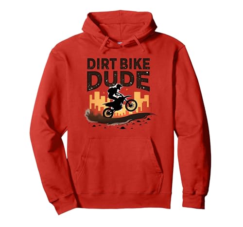 Dirt Bikes für Jungen Dude Motocross Urban Adventure Pullover Hoodie, Unisex für Erwachsene, Rot, XL von Generic
