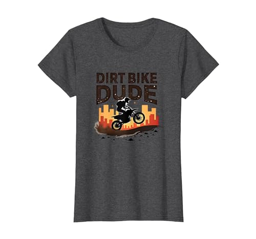 Dirt Bikes für Jungen Dude Motocross Urban Adventure T-Shirt, Damen, Anthrazit Meliert, XS von Generic