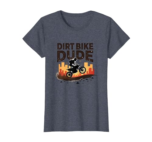 Dirt Bikes für Jungen Dude Motocross Urban Adventure T-Shirt, Damen, Blau Meliert, XS Dirt Bikes für Jungen Dude Motocross Urban Adventure T-Shirt, Damen, Blau Meliert, XS von Generic