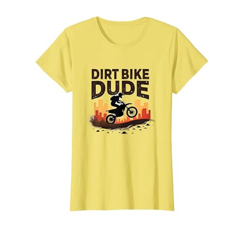 Dirt Bikes für Jungen Dude Motocross Urban Adventure T-Shirt, Damen, Gelb, XS Dirt Bikes für Jungen Dude Motocross Urban Adventure T-Shirt, Damen, Gelb, XS von Generic