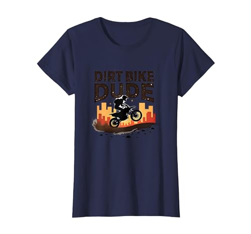 Dirt Bikes für Jungen Dude Motocross Urban Adventure T-Shirt, Damen, Marineblau, XS Dirt Bikes für Jungen Dude Motocross Urban Adventure T-Shirt, Damen, Marineblau, XS von Generic