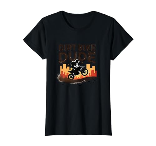 Dirt Bikes für Jungen Dude Motocross Urban Adventure T-Shirt, Damen, Schwarz, XS Dirt Bikes für Jungen Dude Motocross Urban Adventure T-Shirt, Damen, Schwarz, XS von Generic