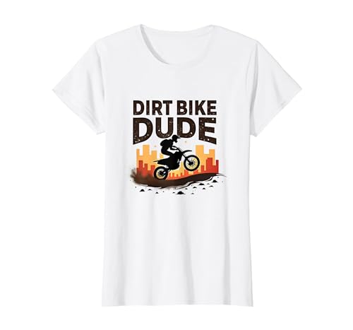 Dirt Bikes für Jungen Dude Motocross Urban Adventure T-Shirt, Damen, Weiß, XS von Generic
