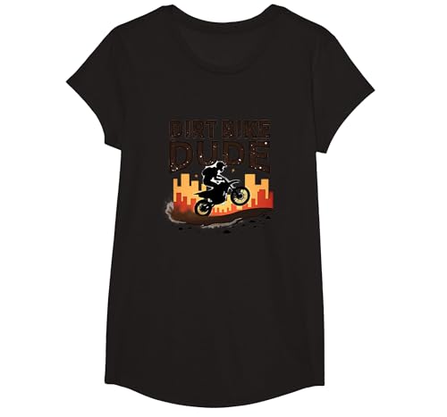Dirt Bikes für Jungen Dude Motocross Urban Adventure T-Shirt, Girls, Schwarz, XS von Generic