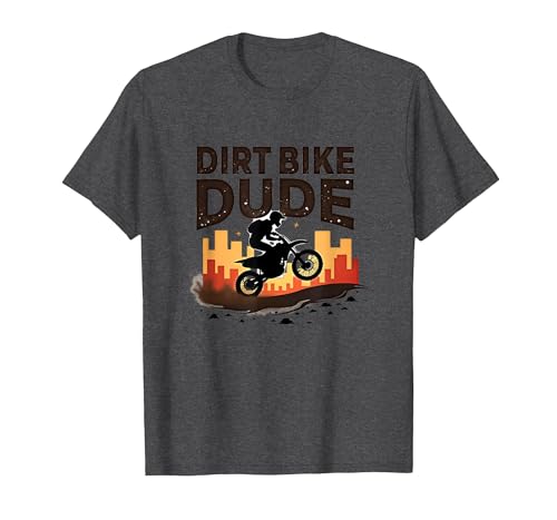 Dirt Bikes für Jungen Dude Motocross Urban Adventure T-Shirt, Herren, Anthrazit Meliert, 4XL von Generic