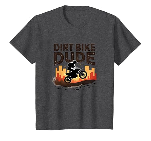 Dirt Bikes für Jungen Dude Motocross Urban Adventure T-Shirt, Kinder, Anthrazit Meliert, 116 von Generic
