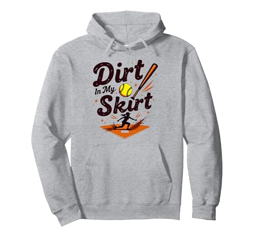 Dirt In My Skirt Mädchen Softball Fierce Player Sliding Home Pullover Hoodie, Unisex für Erwachsene, Grau Meliert, XXL von Generic