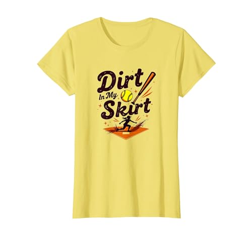 Dirt In My Skirt Mädchen Softball Fierce Player Sliding Home T-Shirt, Damen, Gelb, M von Generic