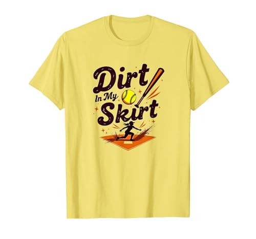 Dirt In My Skirt Mädchen Softball Fierce Player Sliding Home T-Shirt, Herren, Gelb, S von Generic