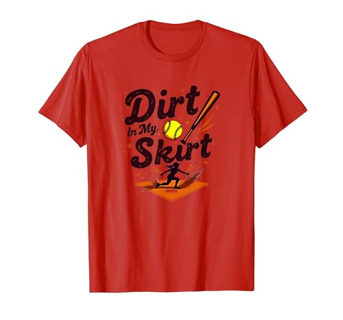 Dirt In My Skirt Mädchen Softball Fierce Player Sliding Home T-Shirt, Herren, Rot, S von Generic